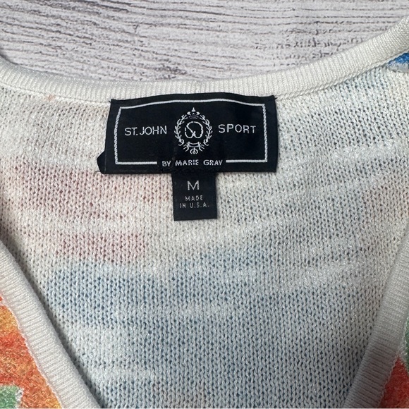 St. John Sport by Marie Gray Blue Orange Floral Shell Cardigan Set Size Medium - Picture 5 of 11